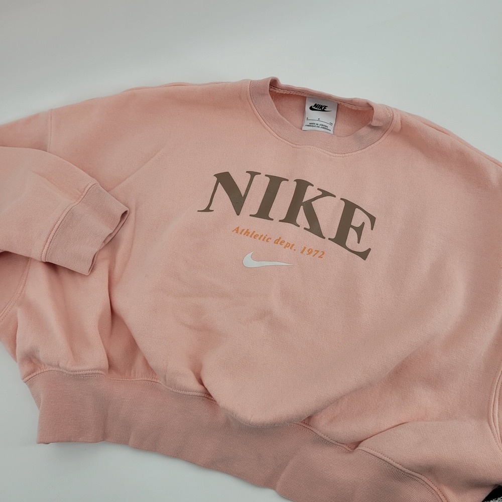 Nike Athletic Dept 1972 Cropped Sweatshirt Pink Peach Small Coquette Sporty